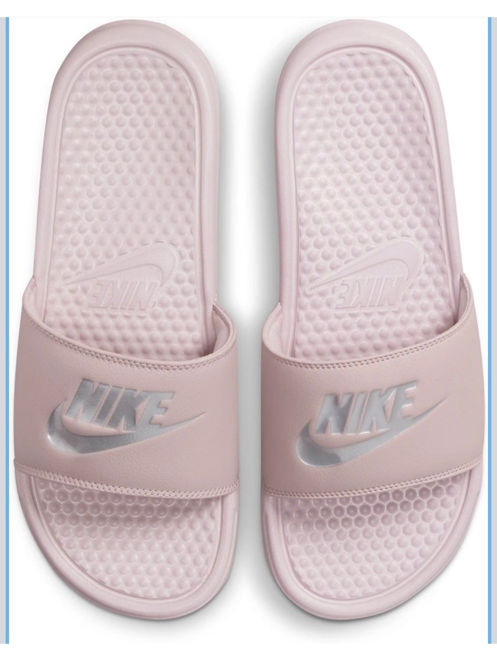 Nike Benassi JDI Women's Slide Sandals Rose/ Met Silver Sz 8 BNIB
